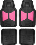 FH Group Automotive Floor Mats - Heavy-Duty Monster Eye Rubber for Cars, Universal Fit Full Set, Climaproof Mats, Trimmable Most Sedan, SUV, Truck Pink