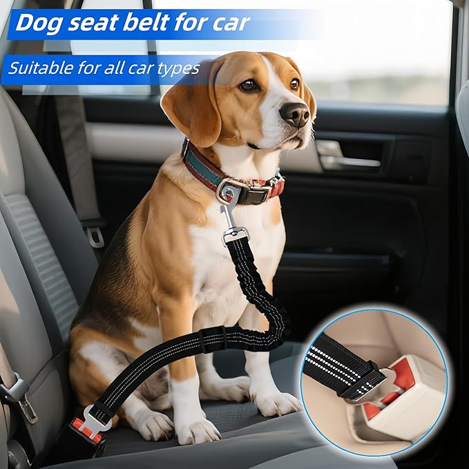 Aerkersun Dog Seat Belt for Car - Adjustable Dog Car Safety Harness, Elastic Cushioning Seatbelt Leash, Reinforced Metal Buckle Anti-Tangle Design, for Small and Medium Pets (Orange)