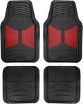 TLH Monster Eye Car Trimmable Floor Mats - Heavy-Duty Burgundy Rubber Floor Mats for Cars, Universal Fit Full Set, Climaproof™ Waterproof Floor Mats for Most Cars, Sedan, SUV, Truck Floor Mats