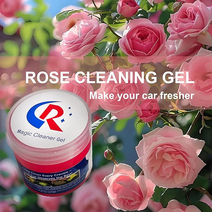 CR CHRWLIN Car Cleaning Gel Putty Car Interior Cleaner Slime Auto Detailing Tools Universal Dust Removal Cleaning Kit for Car Accessories Vents 3C Office Scented 1Pack Rose