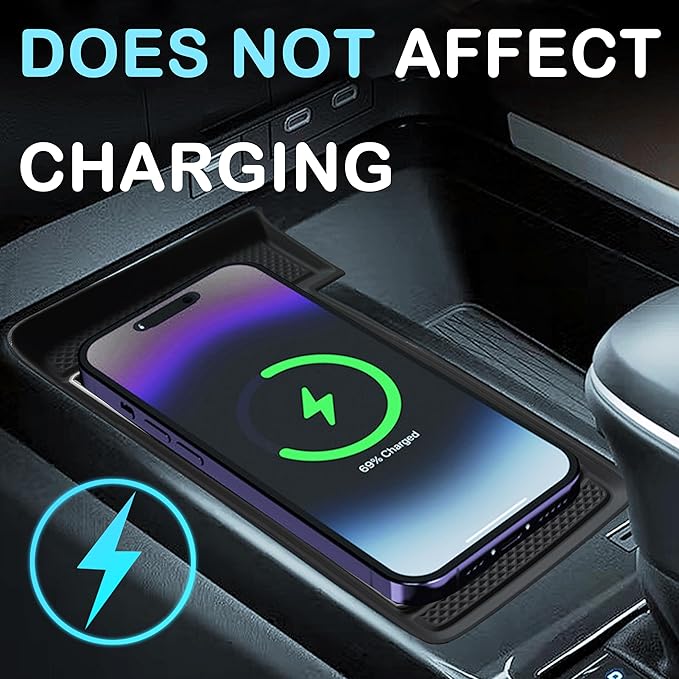 Wireless Charging Mat for 2025 2026 Toyota Camry Accessories Silicone Protective Pad Anti-Slip Center Console Phone Charger Pad Liners Anti-Scratch Heat Insulation Interior Decoration, Gray