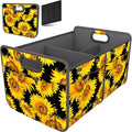 Homeve Trunk Organizer, Car Storage, Reinforced Handles, Collapsible Multi-Compartment Car Organizers, Foldable, Waterproof, 600D Oxford Polyester (Sunflower, 2 Compart)