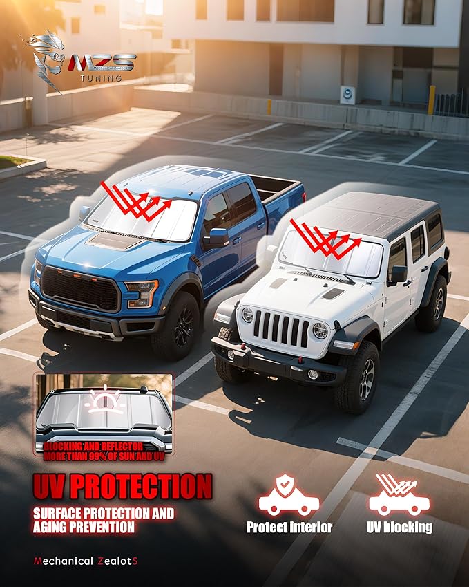 MZS Windshield Sun Shade Compatible with RX350 RX450H 2016-2022 / RX350L RX450HL 2018-2022, Foldable Car Front Window Sunshade with Storage Pouch, Sun Visor Shield for Interior Protector