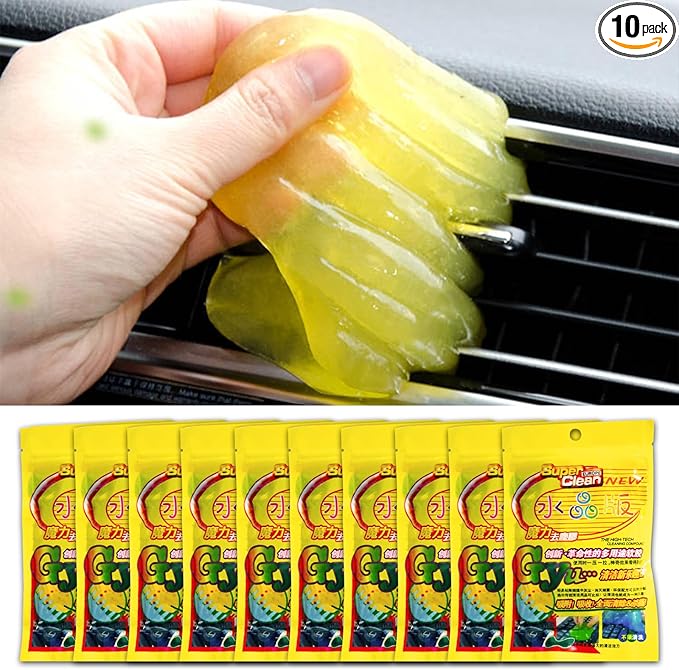 Super Clean Car Cleaning Gel, Universal Dust Remover Putty for Car Interior, Keyboard, Air Vents, Auto Detailing Tool Kit, 10 Pack