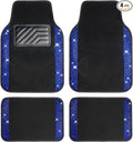 CAR PASS Bling Rhinestones Diamond Car Floor Mat,Sparkly Glitter Shining Crystal Carpet Anti-Slip PVC Heel Pad Waterproof Universal for Automotive SUV,Sedan,Van,4pcs Girl Pretty Women Men Black Blue