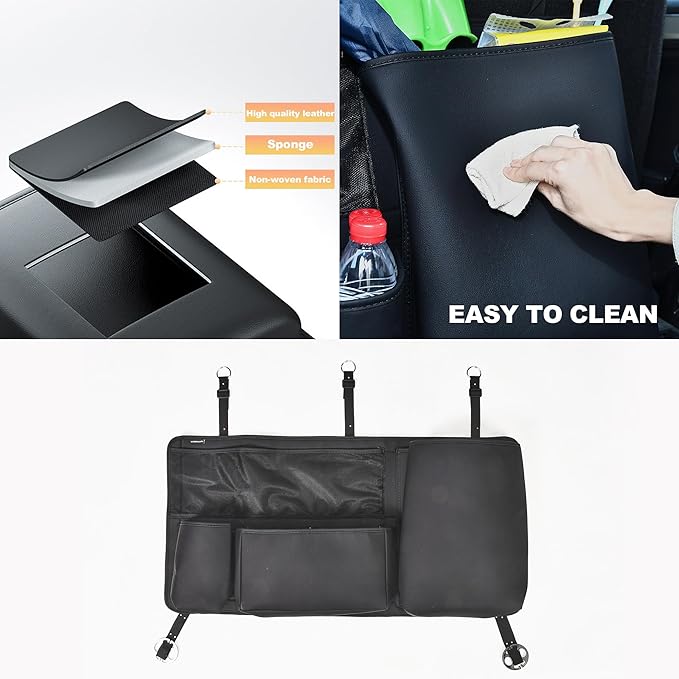 Multi-Functional Car Trunk Hanging Organizer Backseat Storage Bag PU Leather Car Interior Accessories for SUV Space Saving