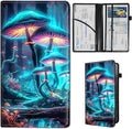 Qindaiwen Car Registration and Insurance Holder, Vehicle Card Document Elastic Band Closure Glove Box Organizer, Driver License Cards, Car Accessories for Essential Info, Colourful Mushroom 02