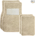 4PCS Car Floor Mats, Waterproof Non-Slip Car Floor Liners with Safety Heel Pad, All-Weather Wear-Resistant Mats Heavy Duty Universal Carpets for Truck SUV Van Sedan (Beige)