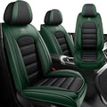 Iceleather Car Seat Covers for Ford Edge 2007-2025,Waterproof Soft Breathable PU Leather Seat Cover with Storage Pockets(Black&Green,Front Set)