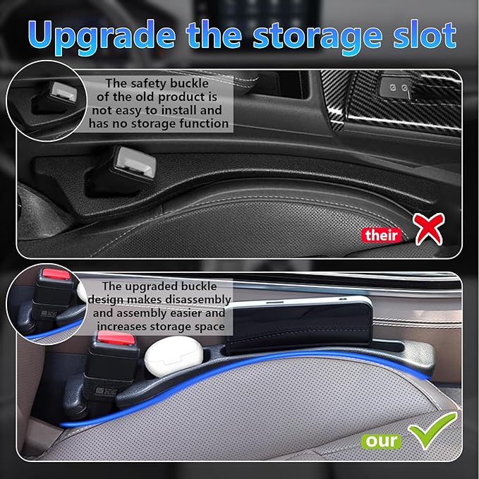 【Compatible with Honda Civic】Seat Gap Filler,No Drop Seat Guard Compatible with Honda Civic,Car Seat Side Gap Filler Organizer,Drop Seat Guards for Cars(2Pcs),Emergency Keychain Car Escape Tool(2Pcs)