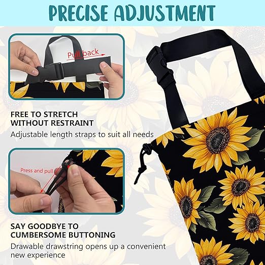 KXWQTRDD Car Garbage Bag Retro Yellow Sunflowers Hanging Canvas Car Trash Bag Drawstring Car Back Seat Organizer for Car Back Front Seat Console with Adjustable Buckle