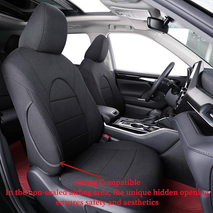 coverdream Grand Highlander Seat Covers for 2024 2025 2026 Toyota Grand Highlander SUV,2nd Row 40/60 Split,Fully Covered,UV Resistant Polyester Car Seat Protector(Full Set,Black)
