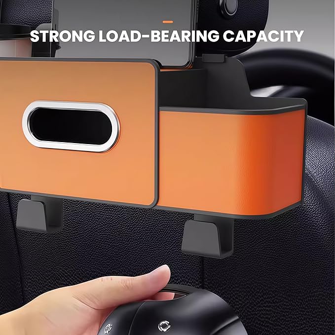 2026 Multifunctional Car Organizers and Storage Box with Drink Cup Holder Tissue Box, Backseat Organizers Hanging Storage for Hold Phone,Snacks, Drinks, Handbag, Most Vehicles (Brown-1)