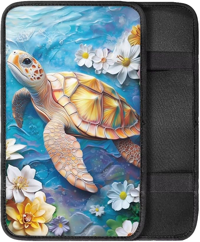 Cute Sea Turtle Car Console Covers Soft Arm Rest Cover Car Easy to Install Protect from Pet Claws Universal Cars Interior Accessories Cars Arm Rest Cover