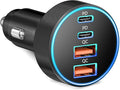 Car Charger USB C, 4-Port 90W Super Fast Charging Car Phone Charger Accessories Dual USB-C & USB-A Cargador Carro Cigarette Lighter Adapter for iPhone 17 16 15 14 13 12, iPad, Galaxy, Tablet, Android
