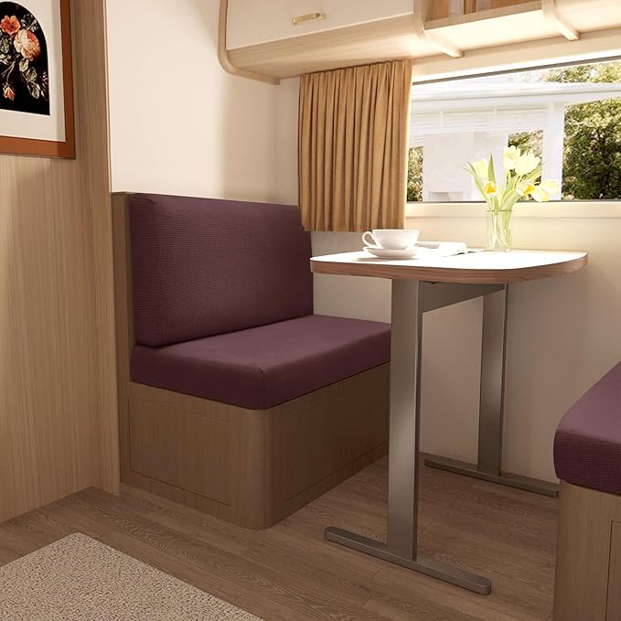 Stretch Rv Dinette Cushion Covers,Rv Couch Covers Dinette Booth Seats with 1 Backrest & 1 Bench Cover,38 in Camper Cushion Covers Dinette Table Slipcover,2 Set-Dark Coffee