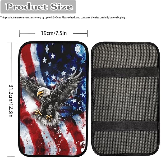 Horeset American Flag Eagle Car Armrest Pad Cover Center Console Anti-Scratch Non-Slip Auto Console Covers Fit SUV Sedan Truck Easy to Install