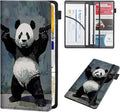 RAUEDWDJS Car Registration and Insurance Holder,Leather Vehicle Glove Box Organizer Wallet Case for Driver's License,ID Key Information Cards-Panda