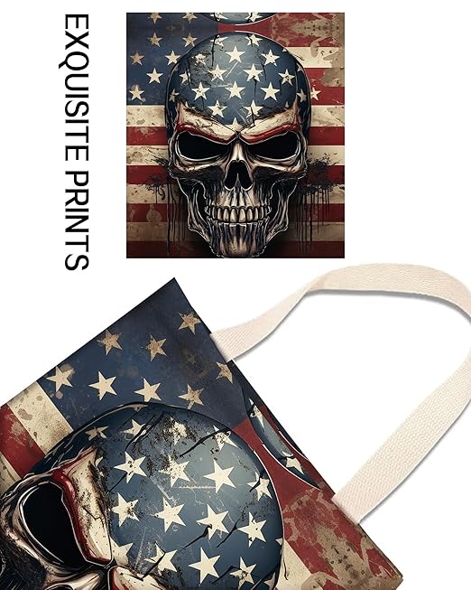ANKVRP Car Trash Can, Durable Hanging Car Trash Garbage Bag, Cute Automotive Garbage Cans Organizer, American Flag Skull Print