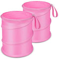 Kincown Car Trash Can, 2 Packs Mini Collapsible Car Trash Bin for Front Back Seat, Pop up Garbage Can, Portable Bag Hanging for Vehicle SUV Rv Truck Accessories Interior, Pink