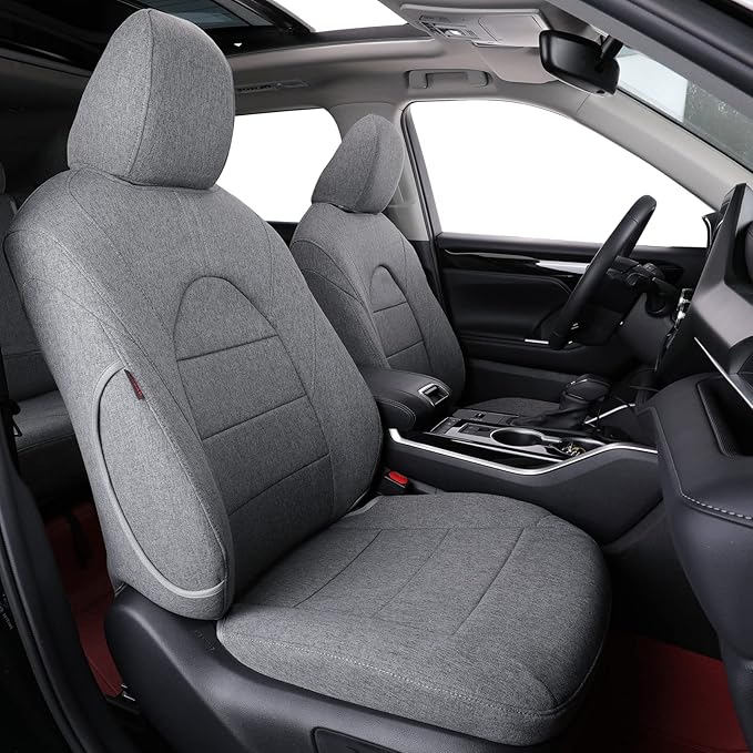 coverdream Grand Highlander Seat Covers for 2024 2025 2026 Toyota Grand Highlander SUV,2nd Row 40/60 Split,Fully Covered,UV Resistant Polyester Car Seat Protector(Full Set,Grey)