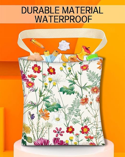 ANKVRP Car Trash Can, Durable Hanging Car Trash Garbage Bag, Cute Automotive Garbage Cans Organizer, Cute Colorful Wildflower