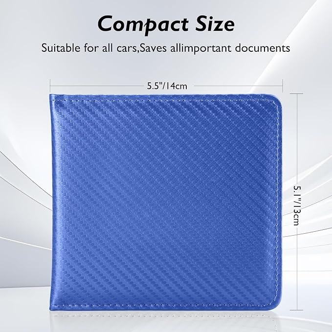 Tavonis Car Registration and Insurance Card Holder，Small Glove Box Organizer for Men and Women，Car and Truck Driver License, Documents, Card Storage Accessories，Blue