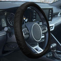 FH Group Universal Fit 15 Inch Genuine Leather with Lace-Up Detailing Steering Wheel Cover fits Most Cars, SUVs Black