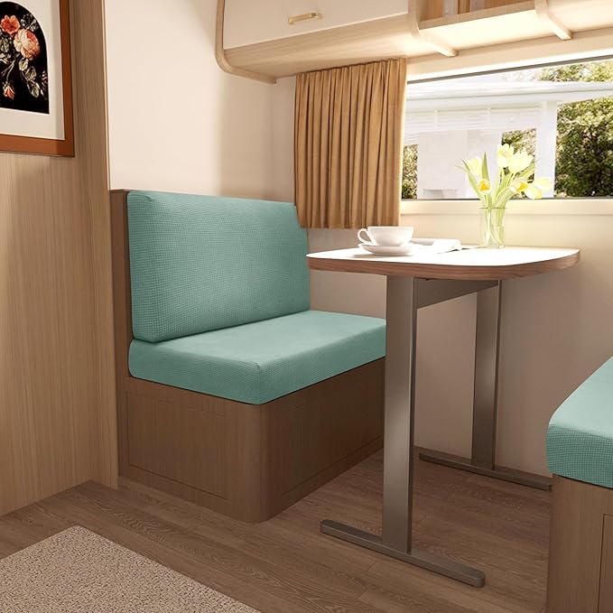 Stretch Rv Cushion Covers,Dinette Booth Seats with 1 Backrest & 1 Bench Cover,38 in Camper Covers Dinette Booth Set,Camper Cushion Table,1 Set-Pine Green