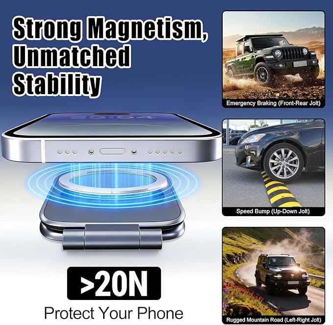 Ultra-Thin Foldable Magnetic Car Phone Mount,Ultrathin Adjustable Magnetic Phone Holder,New Portable Dual Sided Magnetic Phone Holder for Car,Fit for All Phone,Laptop,Gym