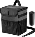 GPUSFAK Car Trash Can Foldable Garbage Bin Leakproof 2.3 Gallons Car Trash Bag Black