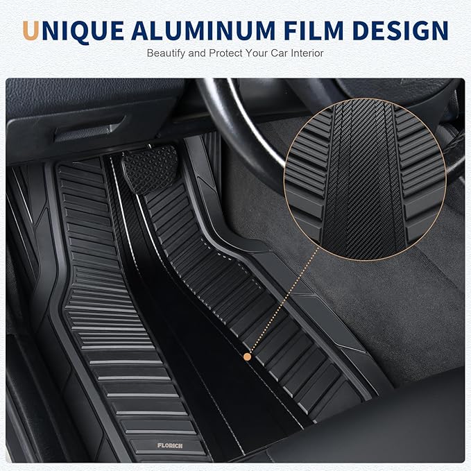FLORICH Car Floor Mats, Heavy Duty Floor Mats for Cars, 4 Piece All-Weather Floor Mats with Anti-Slip Backing, Waterproof Universal Trim-to-Fit, Automotive Floor Mat for Cars SUV Trucks