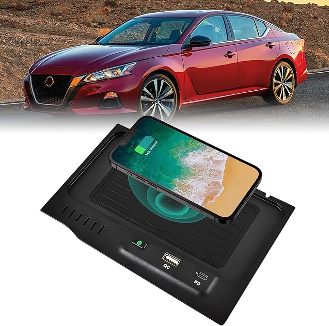 KEWISAUTO Car Wireless Charger for Nissan Altima 2019-2024 2023 2022 2021 L34 Accessories, USB-A USB-C Phone Wireless Charging Pad Mat for Altima S/SL/SV/SR VC-Turbo/Platinum VC-Turbo/Edition One