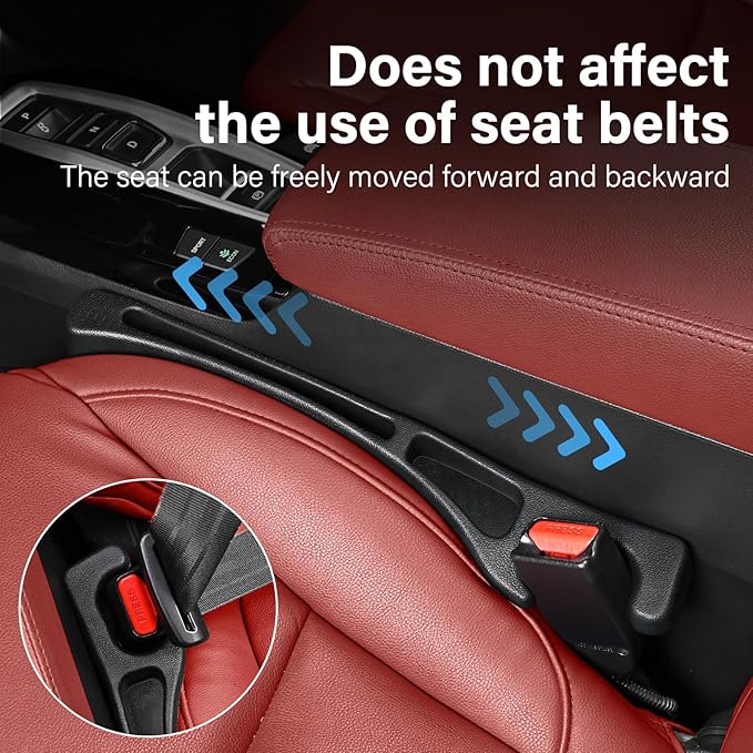 7F Car Seat Gap Filler, Between Seat Gap Filler, Universal Car Accessories, Fit SUV Truck Storage, Set of 2 - Black