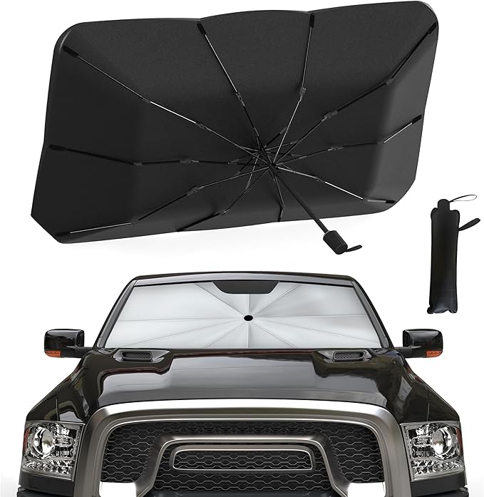 EcoNour Car Umbrella Windshield Sun Shade | Universal Fit Foldable Car & Truck Sun Shade | Double Layer Windshield Cover for SUV, Sedan & Truck | Sun Shade Cover for Front Baby Window Shades - 57"x30"