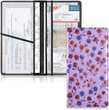 ALAZA Red Blue Flowers Floral Car Registration and Insurance Card Holder Vehicle Glove Box Car Organizer Driver License Documents Holder Waller Case Organizers