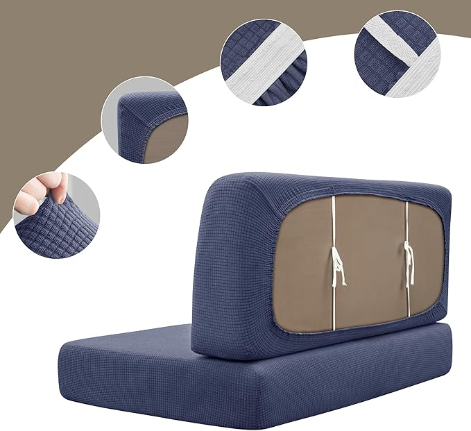 Stretch Rv Dinette Cushion Set,Booth Seats with 1 Backrest & 1 Bench Cover,38 in Camper Dinette Booth Set,2 Set- Navy Blue