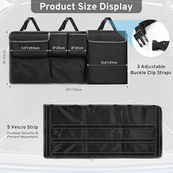 XHRING Car Trunk Organizer Storage Backseat Hanging Organizer Bag for GMC Terrain Yukon Acadia Denali Crew Cab Elevation Double AT4 SLE SLT Limited XL SUV Accessories 2000-2025 2026
