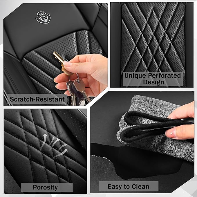 JGDL Car Seat Covers for Subaru Crosstrek 2016-2026, 5 Piece Set Nappa Leather Non-Slip Seat Protectors, Breathable Seat Cover Set. (Standard 5 Seats, Black)