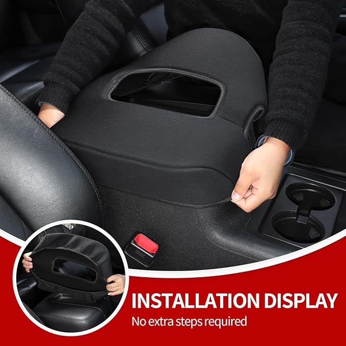 JeCar Armrest Cover Neoprene Center Console Cushion Pad Compatible with Chevy Silverado/Suburban/Tahoe/Avalanche/GMC Yukon 2007-2013