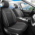 Vankerful Leather Seat Covers for Cars,Car Seat Covers Full Set,Automotive Seat Covers for Trucks,SUV,Leatherette,Universal Fit,Airbag Compatible Vehicles Seats Cushions(Full Set,Black-White)