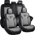 for Kia Sportage Car Seat Covers Full Set, Leather Seat Covers for Car,Lumbar Muscle Pain Healing Function, Waterproof Automobile Seat Protector with Lumbar Support(Grey Black)