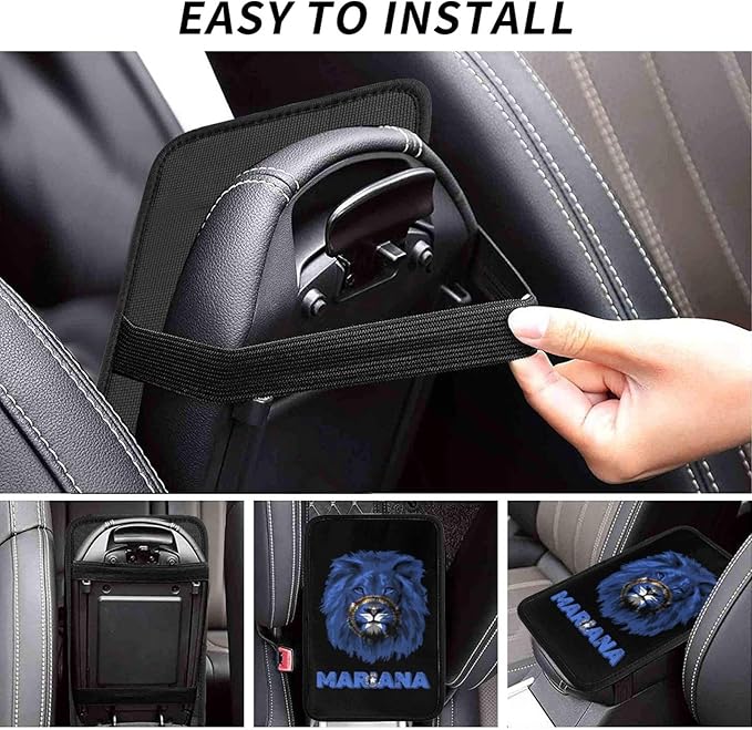 Vintage Mariana Flag Lion Head Auto Center Console Armrest Cover Car Handrail Box Cushion Pad Mat Universal Fit Most Vehicle Sedan Truck SUV Soft Comfort Decor Accessories