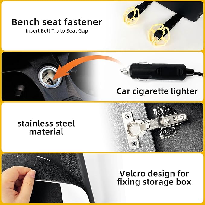 TENGBASE Universal Truck Seat Organizer with Padded Armrest Lid | Features 3 USB Ports, 2 Drawers & Cup Holders | Extra Storage for Car, SUV & Van