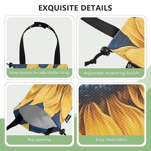 ALAZA Hanging Car Trash Bags Garbage Bag Trash Can for Back Seat Small Sunflower 2 Washable Storage Bag Retractable 2 Pack