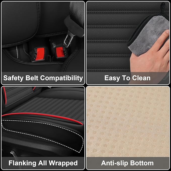 ARTIBY Seat Covers Custom Fit for Mitsubishi Outlander 2004-2025, Standard Waterproof Car Seat Cover, Breathable and Comfortable Leather Cushion Cover, Auto Interior Accessories (Black Red)