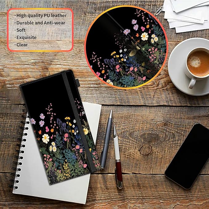 Decahouy Car Registration and Insurance Holder,Leather Vehicle Glove Box Organizer Wallet for Document,Perfect for any Car,Truck,Motorcycle,Driver License,Trailer or Boat,Men & Women,Midnight Flowers