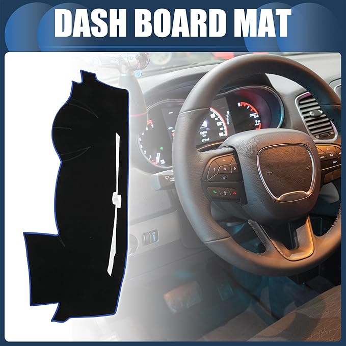 Dash Cover, Center Console Non-Slip Dashboard Carpet Mat for Dodge Durango 2014-2020 Polyester Black Blue,1Pc