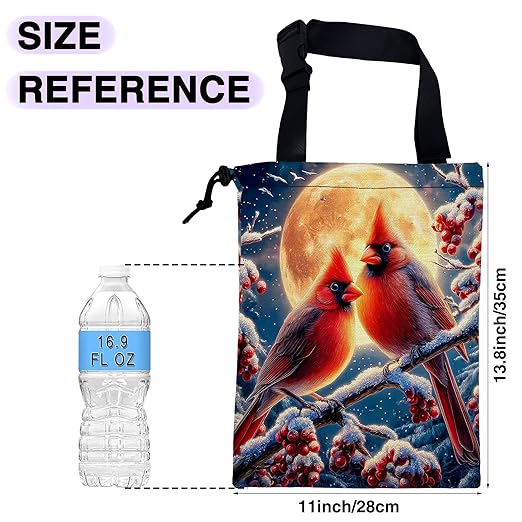 UUCBTAH Car Trash Bag Hanging Cardinals on Winter Night Car Trash Can for Back Seat Waterproof Car Garbage Can with Adjustable Straps and Drawstring for Car Accessories Vehicle Travelling Camping