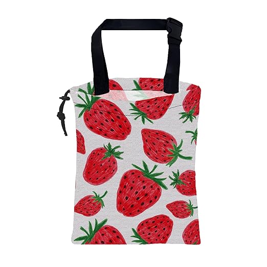 KXWQTRDD Car Garbage Bag Red Sweet Strawberry Drawstring Car Trash Bag Hanging for Back Seat with Adjustable Buckle Canvas Vehicle Trash Can Easy-to-Install